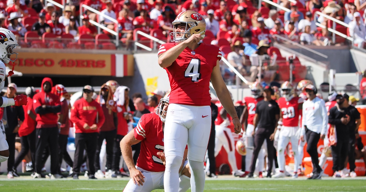 Jake Moody injury: 49ers kicker carted off field after attempted tackle