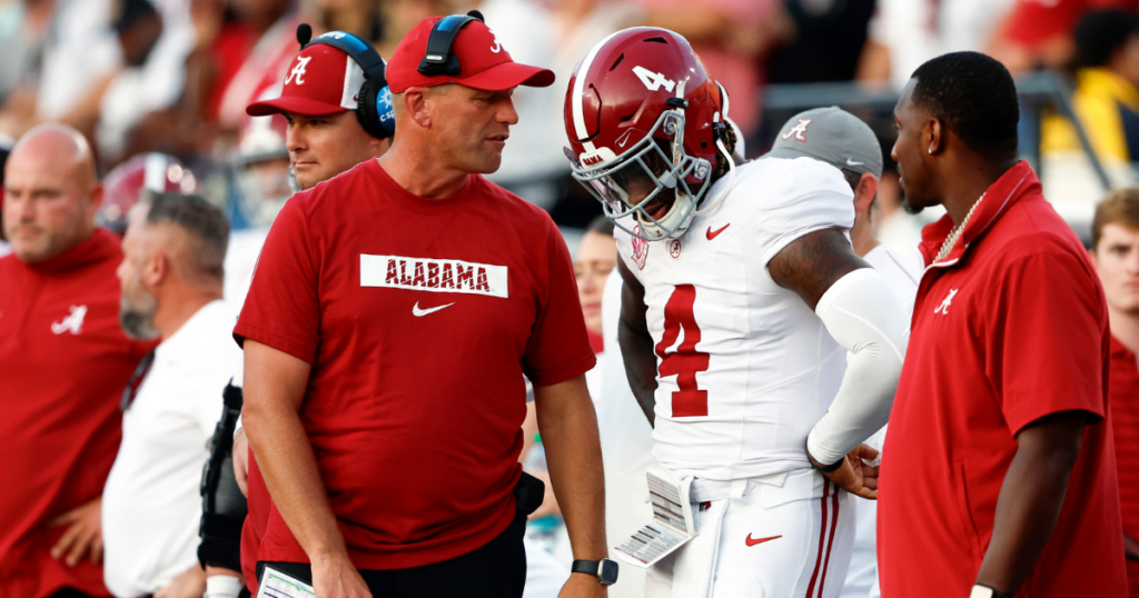 Alabama coach Kalen DeBoer and QB Jalen Milroe