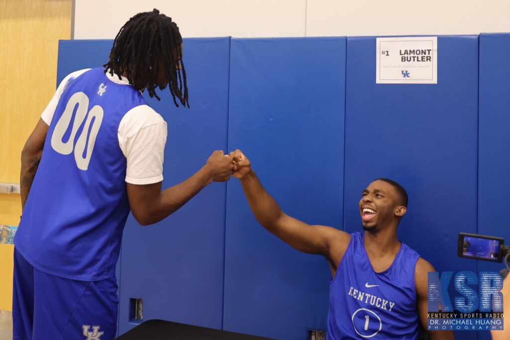 Lamont Butler and Otega Oweh at Kentucky Basketball Media Day, via Dr. Michael Huang, KSR