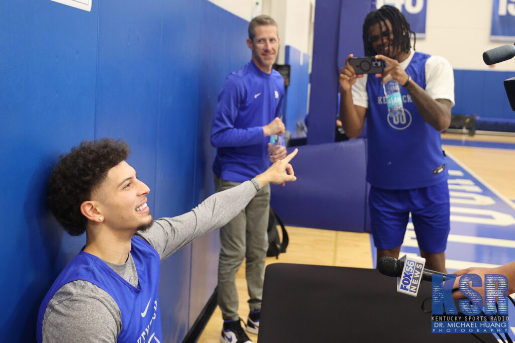 Koby Brea and Otega Oweh goof around at Kentucky Basketball Media Day - Dr. Michael Huang, Kentucky Sports Radio