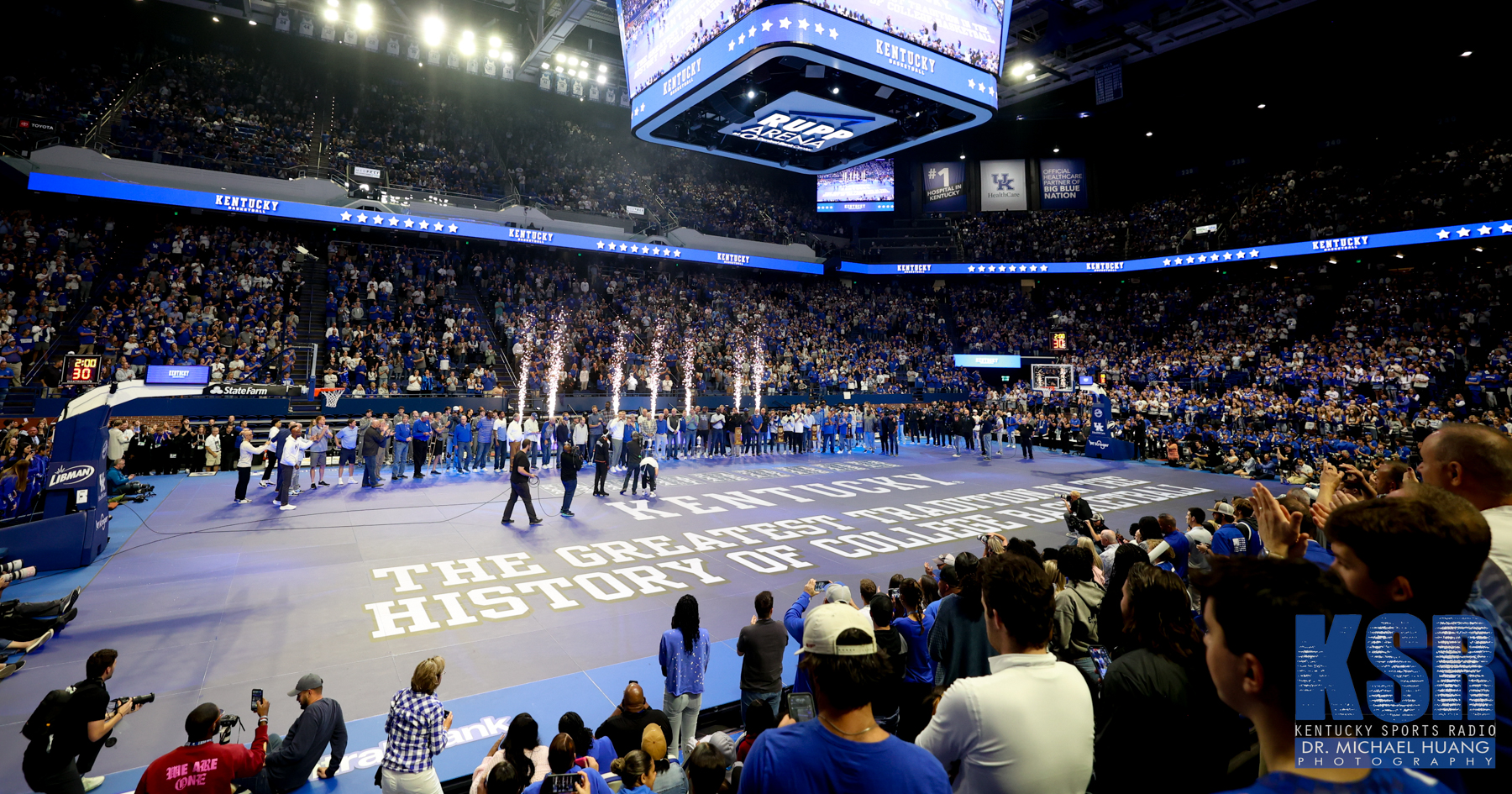 The LED interactive floor at Big Blue Madness - Dr. Michael Huang, Kentucky Sports Radio