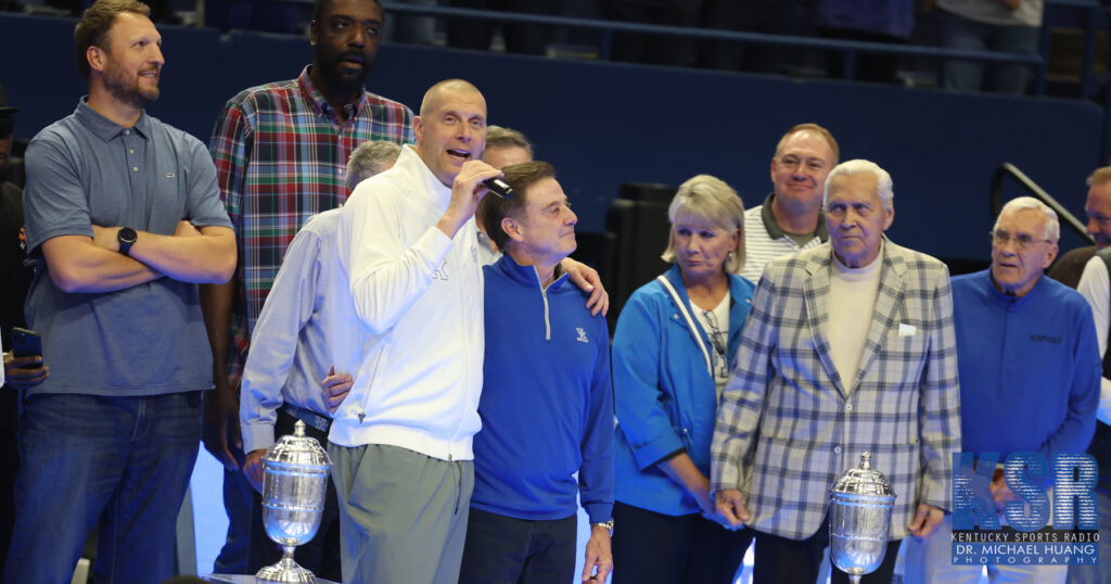 Mark Pope embraces Rick Pitino at his first Big Blue Madness as Kentucky's coach - Dr. Michael Huang, Kentucky Sports Radio