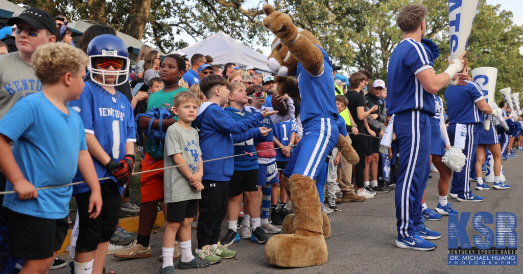 Kentucky Wildcat mascot engages with fans at the Cat Walk - Dr. Michael Huang, Kentucky Sports Radio