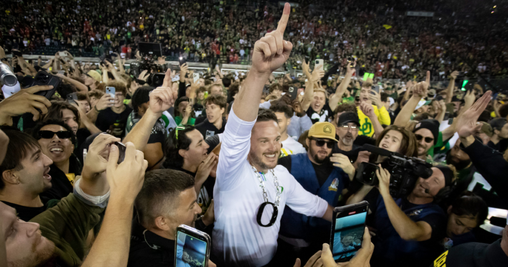 Dan Lanning was hyped after Oregon beat Ohio State.