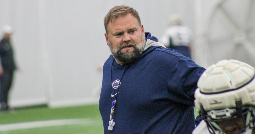 Penn State offensive coordinator Andy Kotelnicki watches practice. (Pickel/BWI)