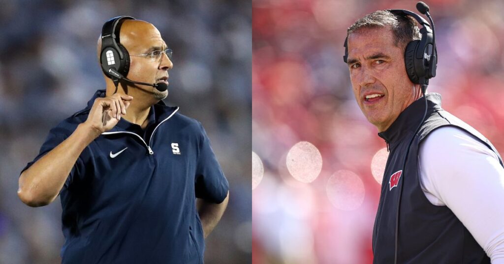 Penn State head coach James Franklin and Wisconsin head coach Luke Fickell will face off in Week 9. (Matthew O'Haren-Imagn Images and Vincent Carchietta-Imagn Images)