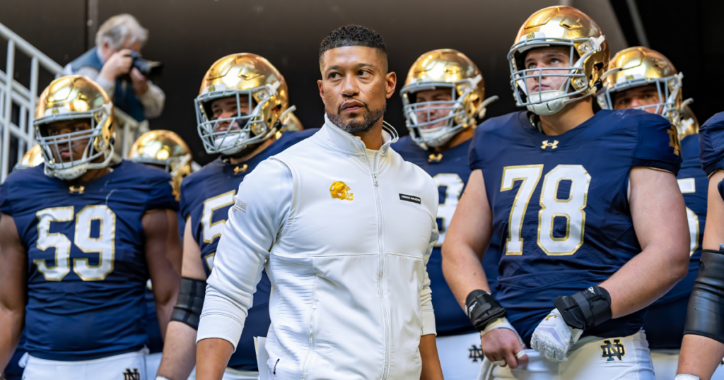 Notre Dame head coach Marcus Freeman