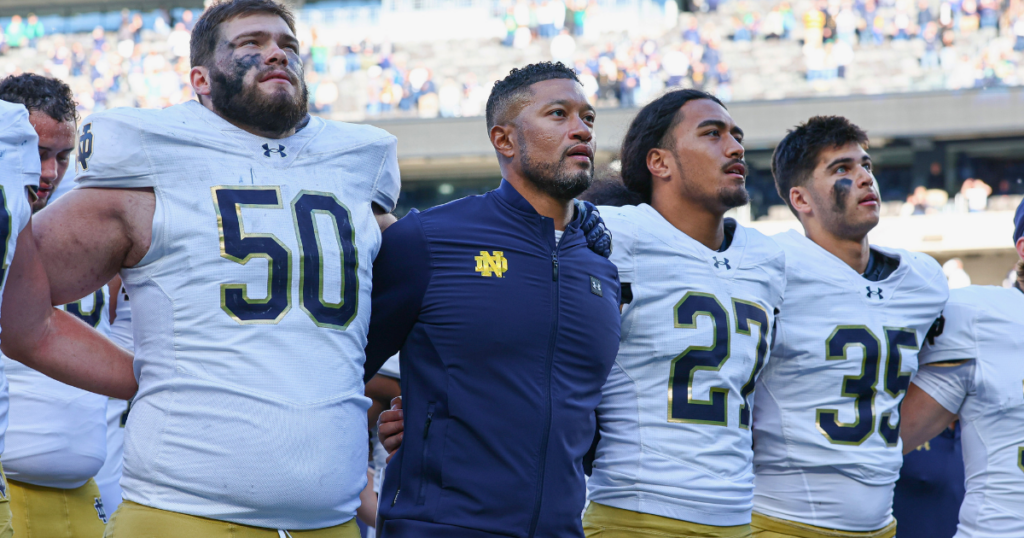 Notre Dame head coach Marcus Freeman