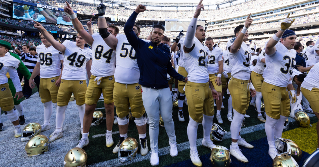 Notre Dame head coach Marcus Freeman