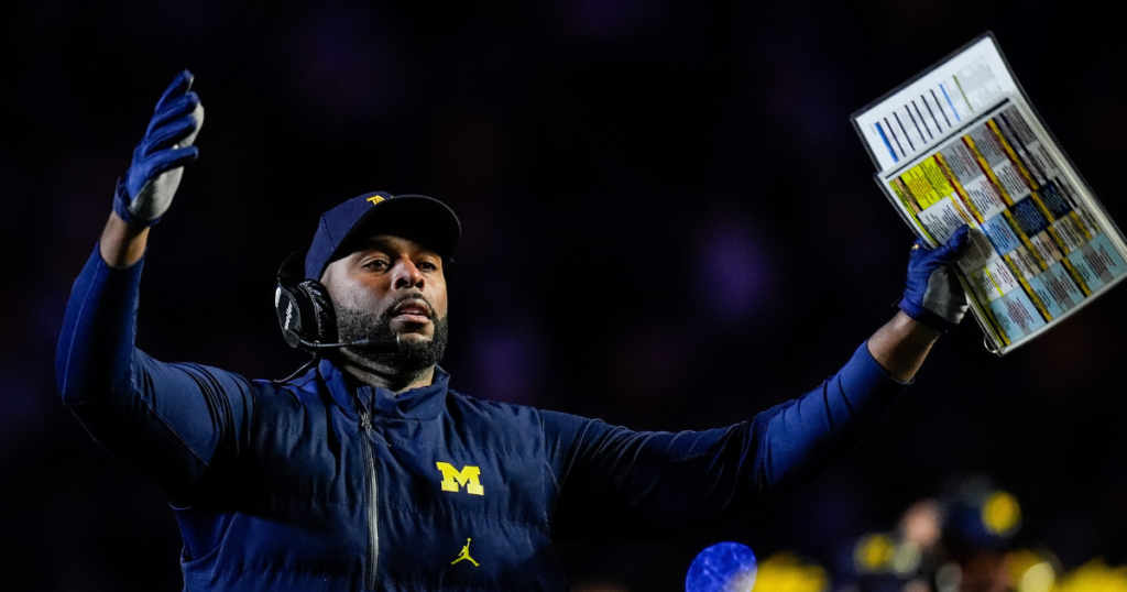 Michigan Wolverines football head coach Sherrone Moore led his team to a win over MSU. (Photo by Junfu Han / USA TODAY NETWORK via Imagn Images)