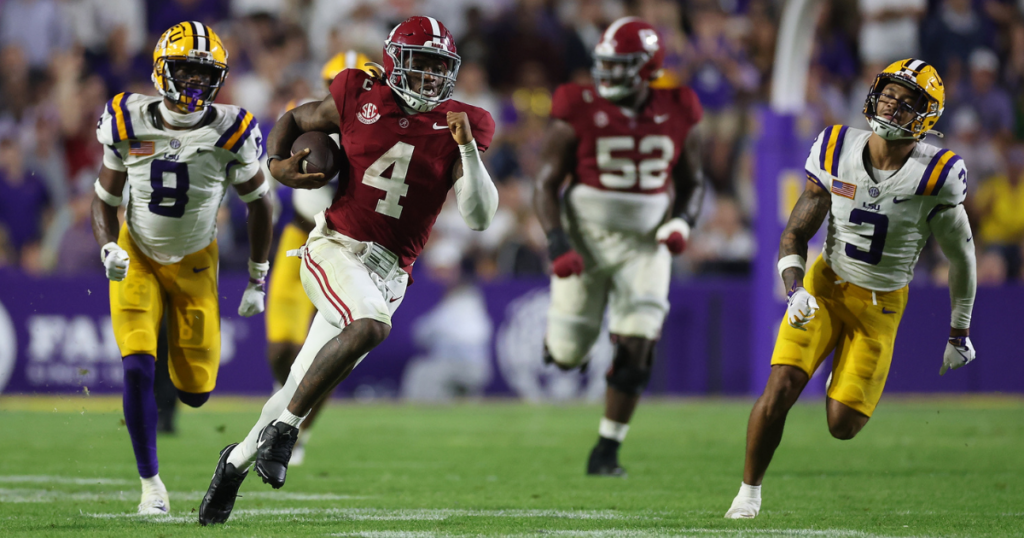 Alabama QB Jalen Milroe vs LSU (courtesy UA Athletics)