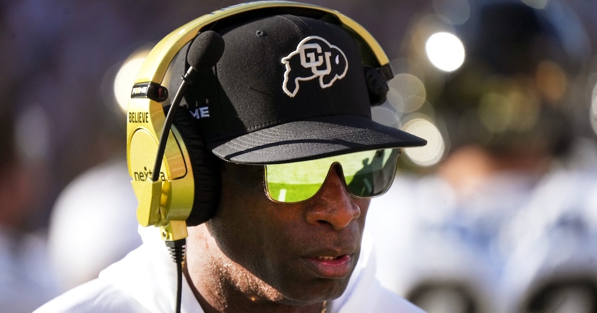 Deion Sanders reacts to Colorado trailing Kansas 10-0 after first quarter