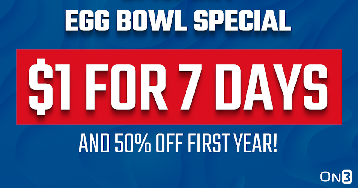 Egg Bowl Special Ole Miss fans, annual subscriptions 50 off On3