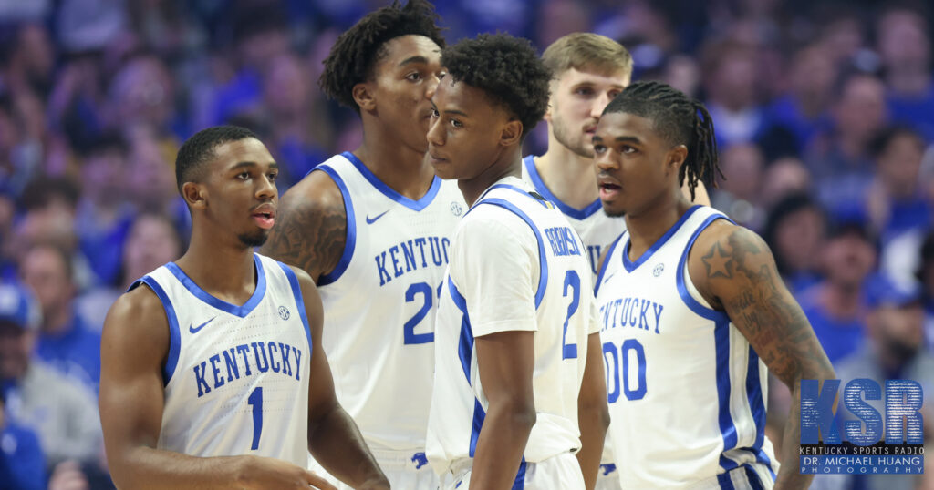 Kentucky's starters huddle during a game - Dr. Michael Huang, Kentucky Sports Radio