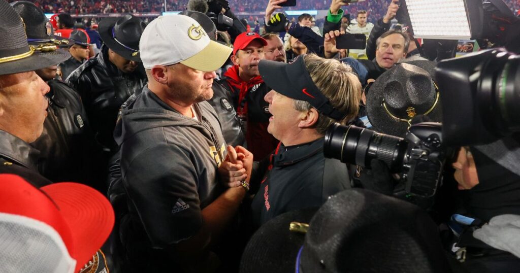 Georgia Tech HC Brent Key, Georgia HC Kirby Smart