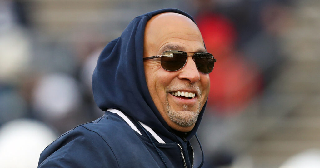 Penn State Nittany Lions head coach James Franklin walks on the field during warm ups before a game against the Maryland Terrapins at Beaver Stadium. (Mandatory Credit: Matthew O'Haren-Imagn Images)