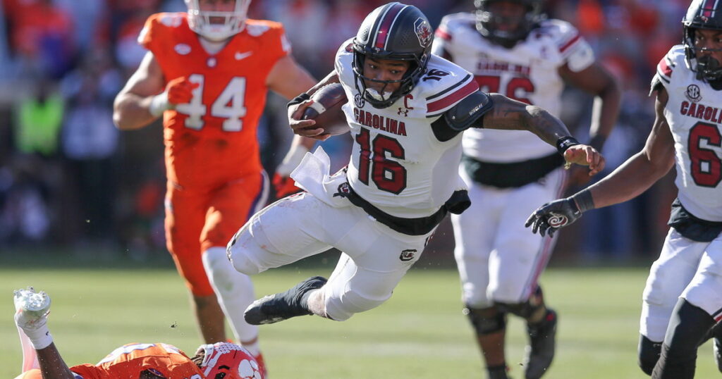 South Carolina QB LaNorris Sellers during the Clemson game on Nov. 30, 2024 (C.J. Driggers | GamecockCentral.com)