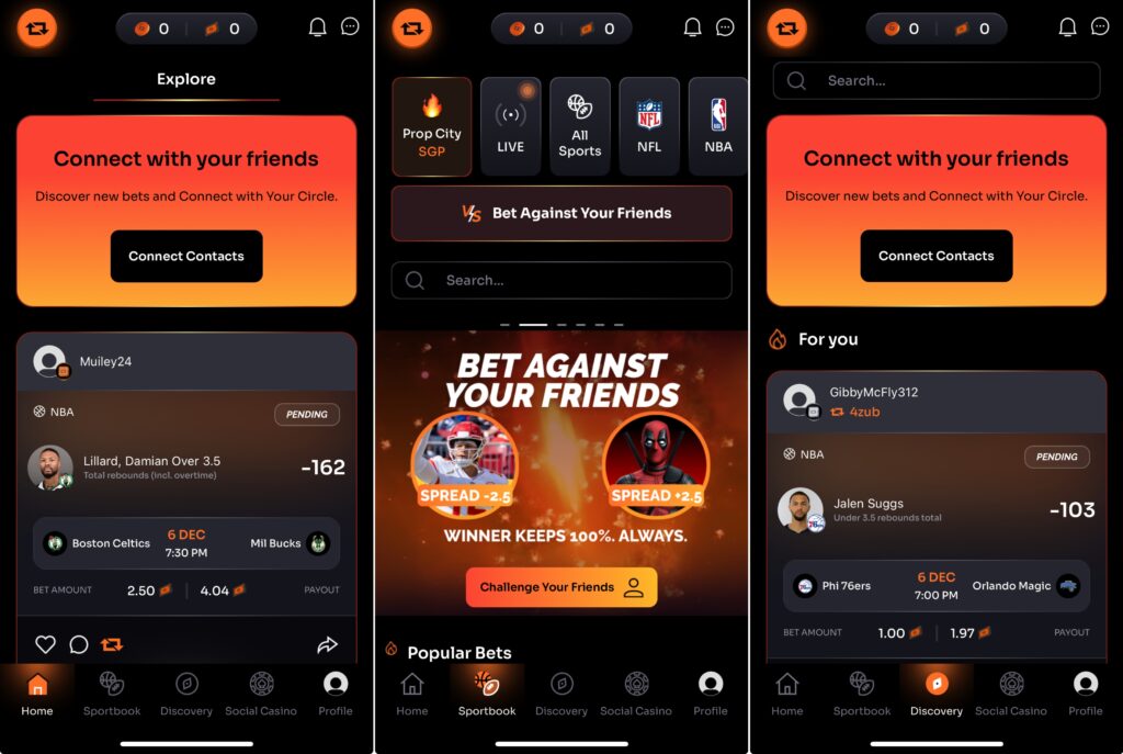 A mobile screenshot of the Rebet Social Sportsbook app on iPhone