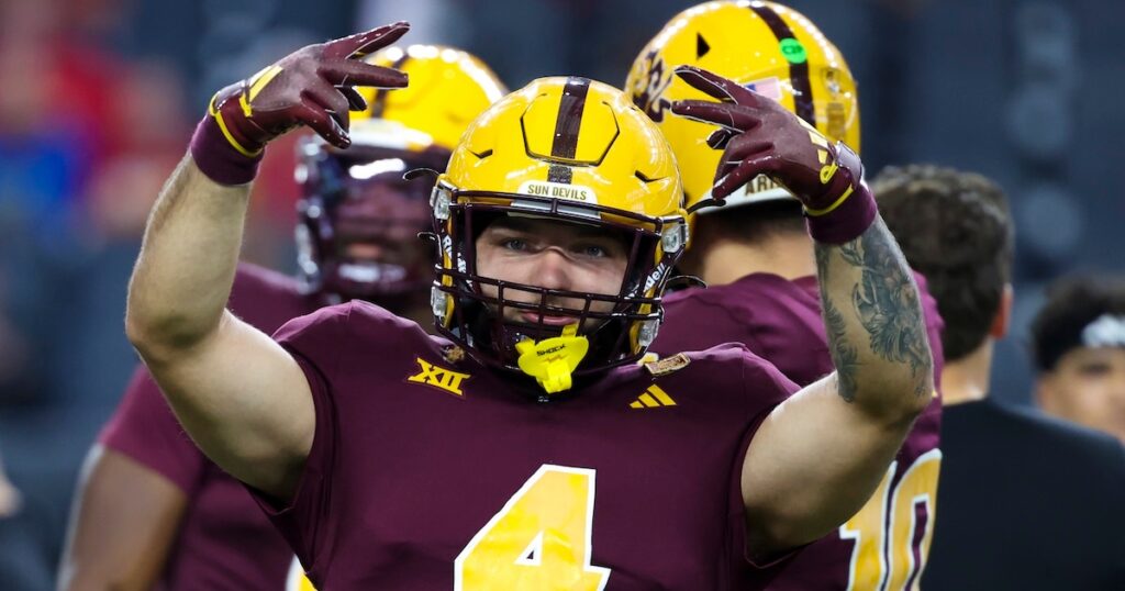 Cam Skattebo strikes Heisman pose after Arizona State touchdown in Big 12 Championship