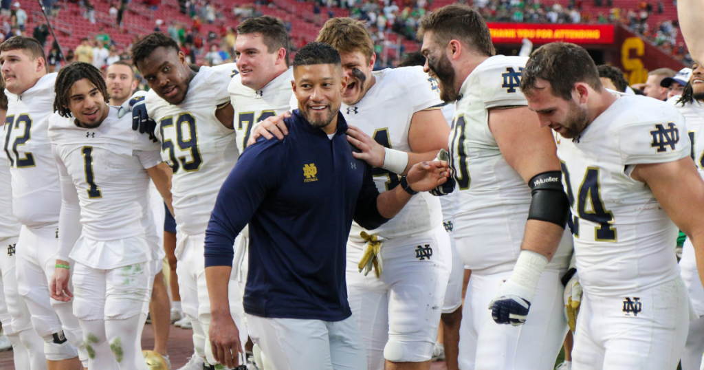 Notre Dame head coach Marcus Freeman