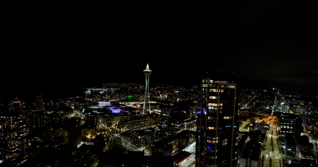 Seattle skyline at night