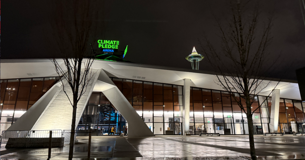 Climate Pledge Arena at night, Seattle