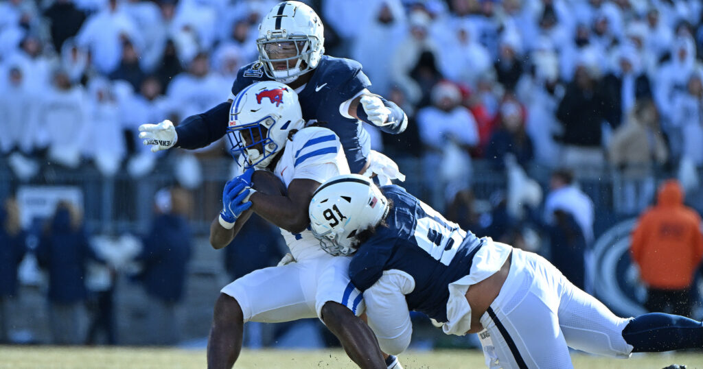 Penn State linebacker Kobe King and defensive lineman Dvon J-Thomas