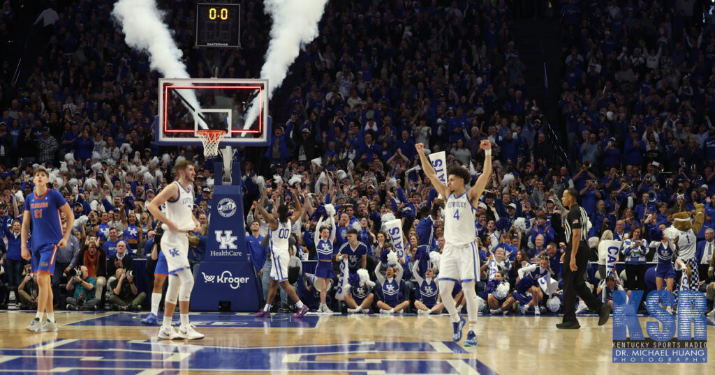 Koby Brea and Andrew Carr celebrate Kentucky's win over Florida - Dr. Michael Huang, Kentucky Sports Radio