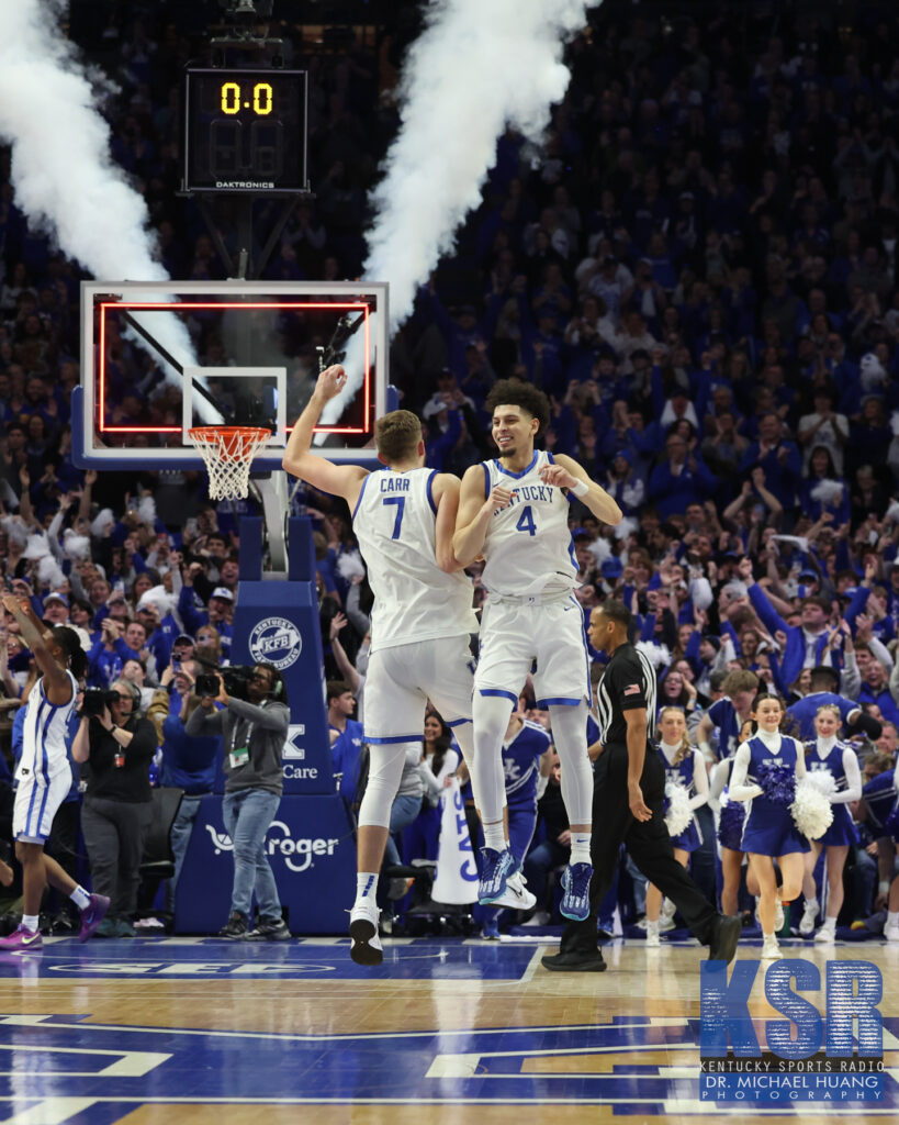 Koby Brea and Andrew Carr celebrate Kentucky's win over Florida - Dr. Michael Huang, Kentucky Sports Radio