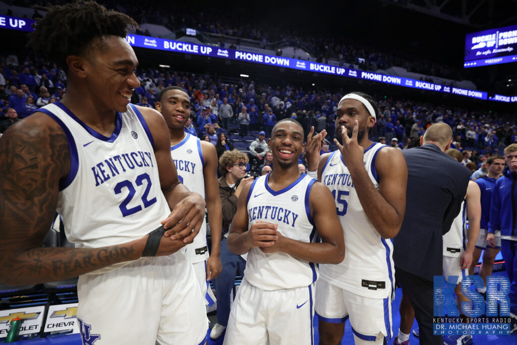 Kentucky players celebrate the win over Florida - Dr. Michael Huang, Kentucky Sports Radio