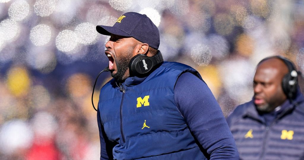 Michigan Wolverines football head coach Sherrone Moore during his team's win over Ohio State. (Photo by Junfu Han / USA TODAY NETWORK via Imagn Images)