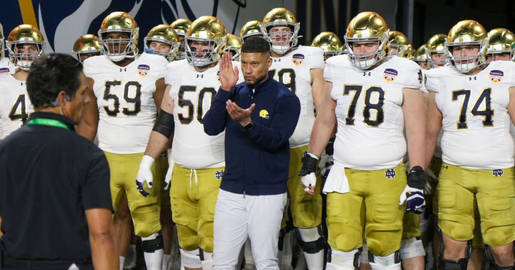 Notre Dame head coach Marcus Freeman