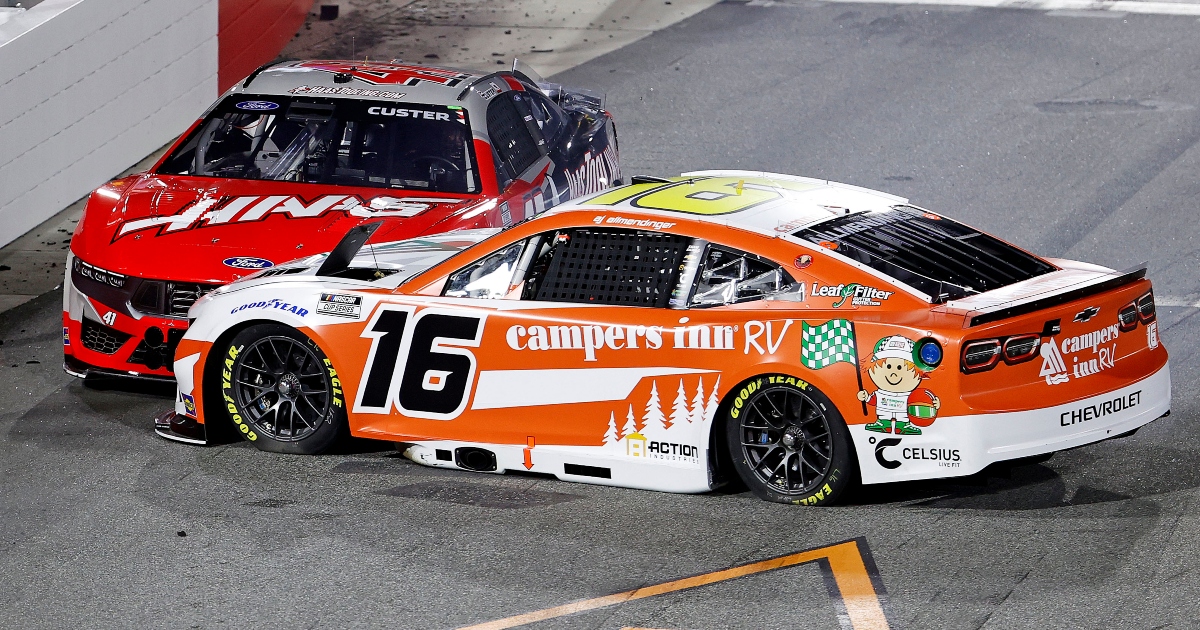 AJ Allmendinger, Cole Custer have intense discussion after Heat Race wreck at Bowman Gray