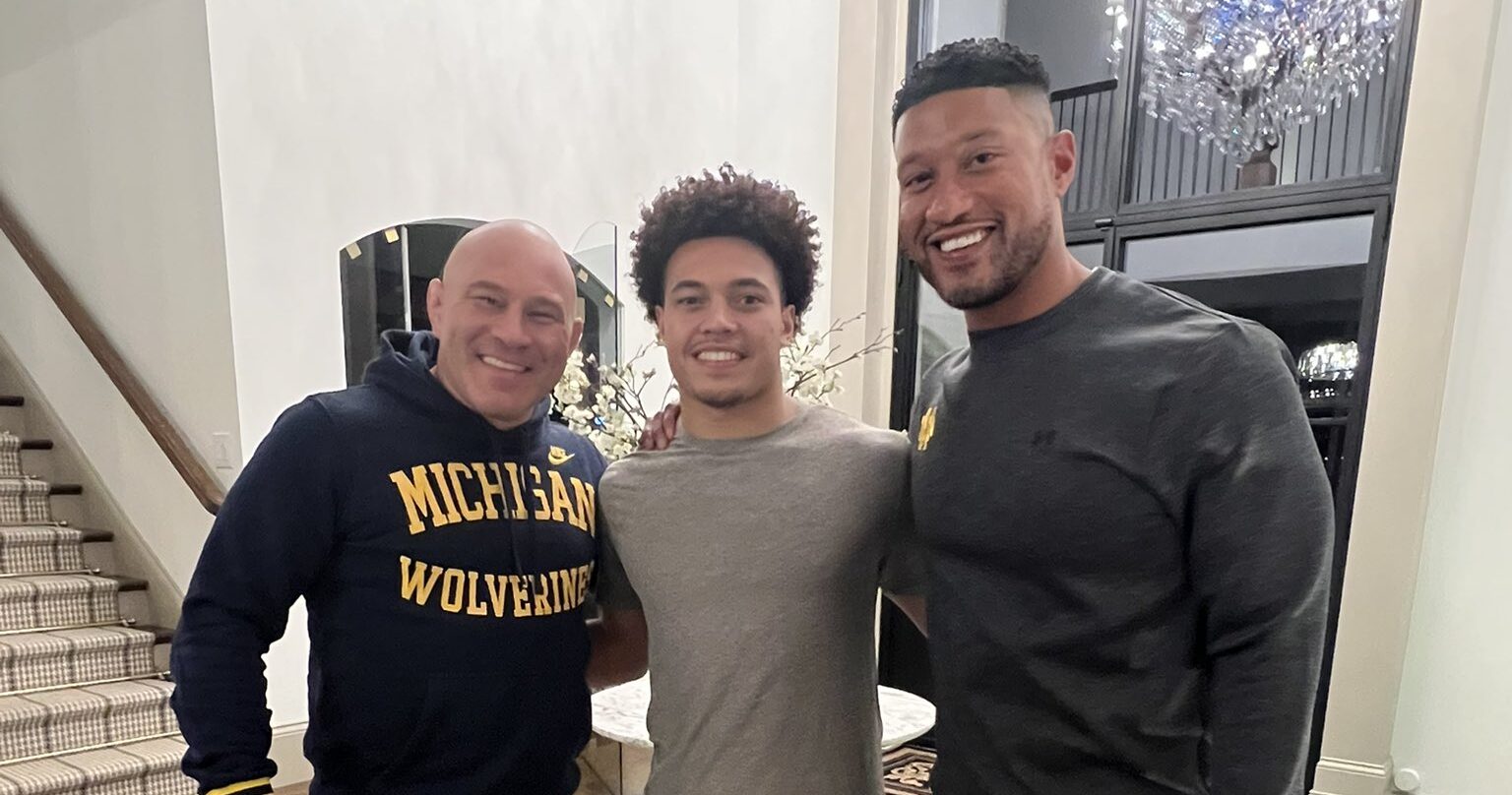 Michigan wrestling head coach visits son of Notre Dame head football coach Marcus Freeman