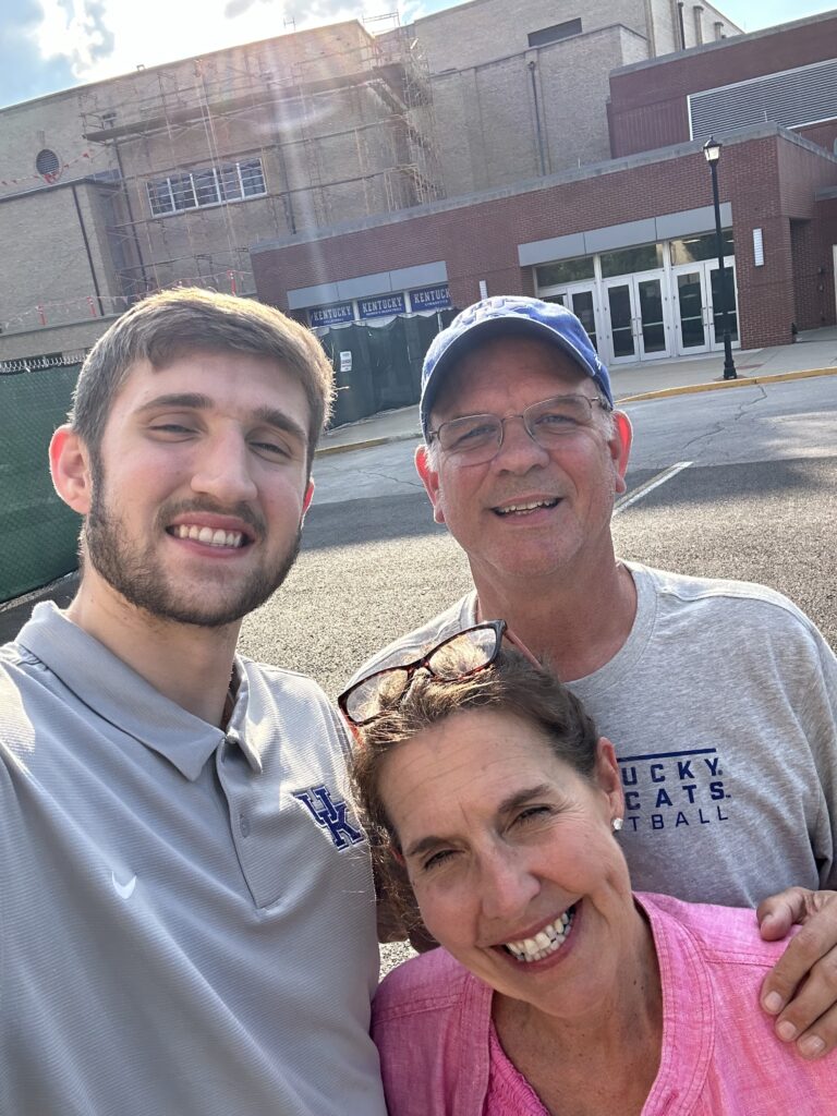 Andrew Carr and his parents Phil and Darby after he transferred to Kentucky - Photo courtesy of Phil Carr