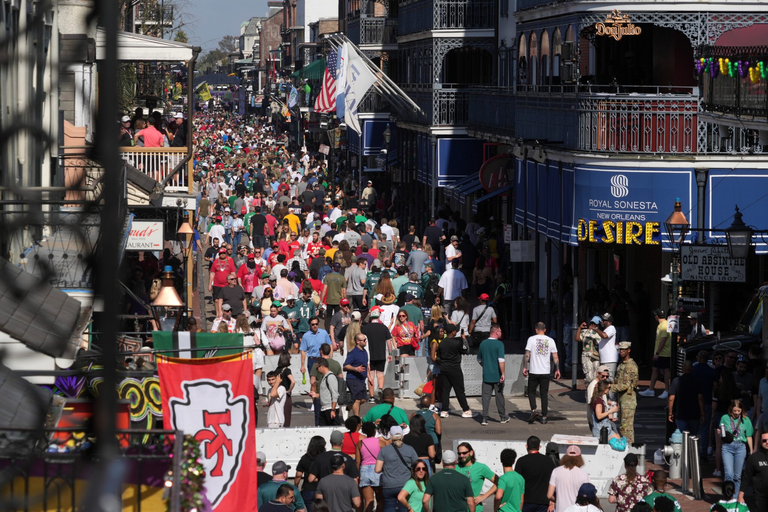 New Orleans greases poles on Bourbon Street ahead of Super Bowl LIX