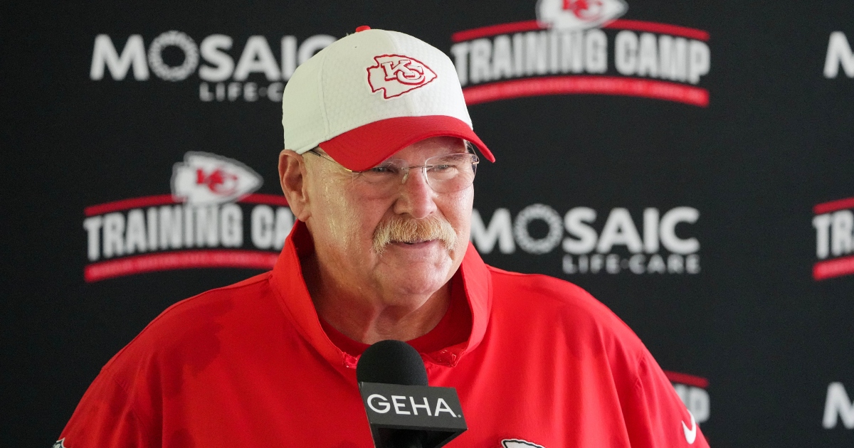 Chiefs head coach Andy Reid rocking all-black Supreme Air Force 1s for Super Bowl LIX vs. Eagles