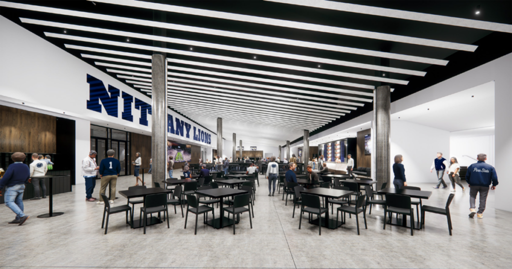 A rendering of what the Schuyler Family Club could look like following a multi-year, $700 million renovation project. (Image courtesy of Penn State Athletics)