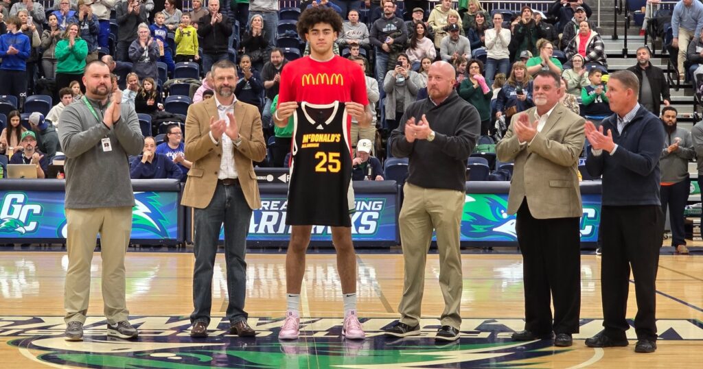 Malachi Moreno is presented his McDonald's All-American jersey