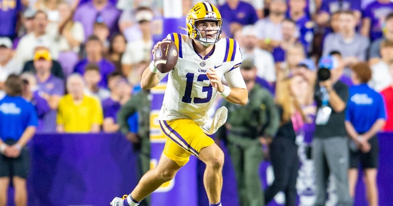 LSU QB Garrett Nussmeir (Scott Clause (USA TODAY Network) via Imagn Images)