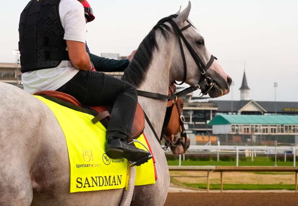 Sandman, trained by Mark Casse, works out Saturday, April 19, 2025, at Churchill Downs two weeks ahead of the 2025 Kentucky Derby.