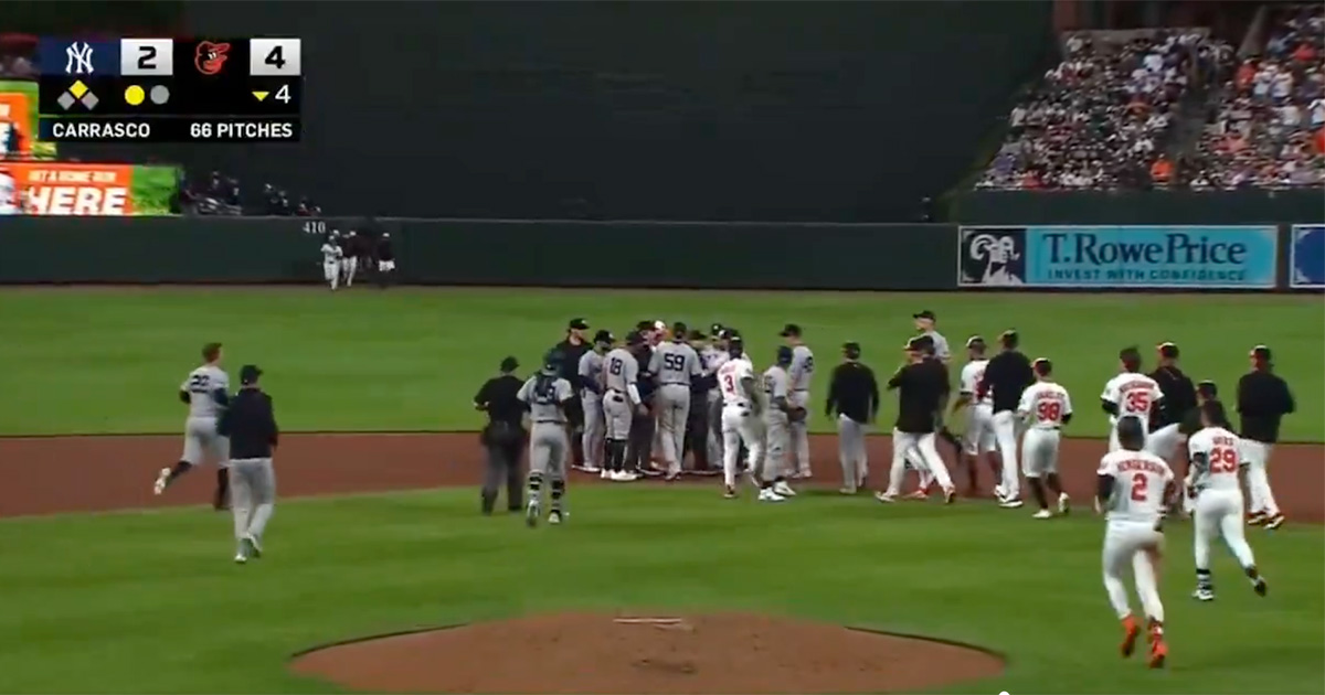 WATCH: Yankees, Orioles benches clear following play involving Heston Kjerstad