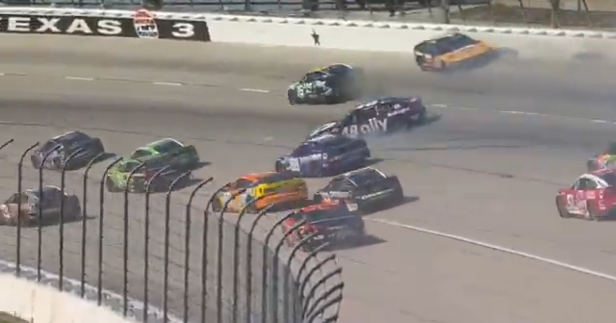 WATCH: Bubba Wallace bounces into Joey Logano, triggers massive wreck at Texas