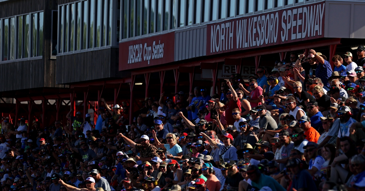 David Ragan does massive burnout in electric Ford Mustang Mach-E at North Wilkesboro