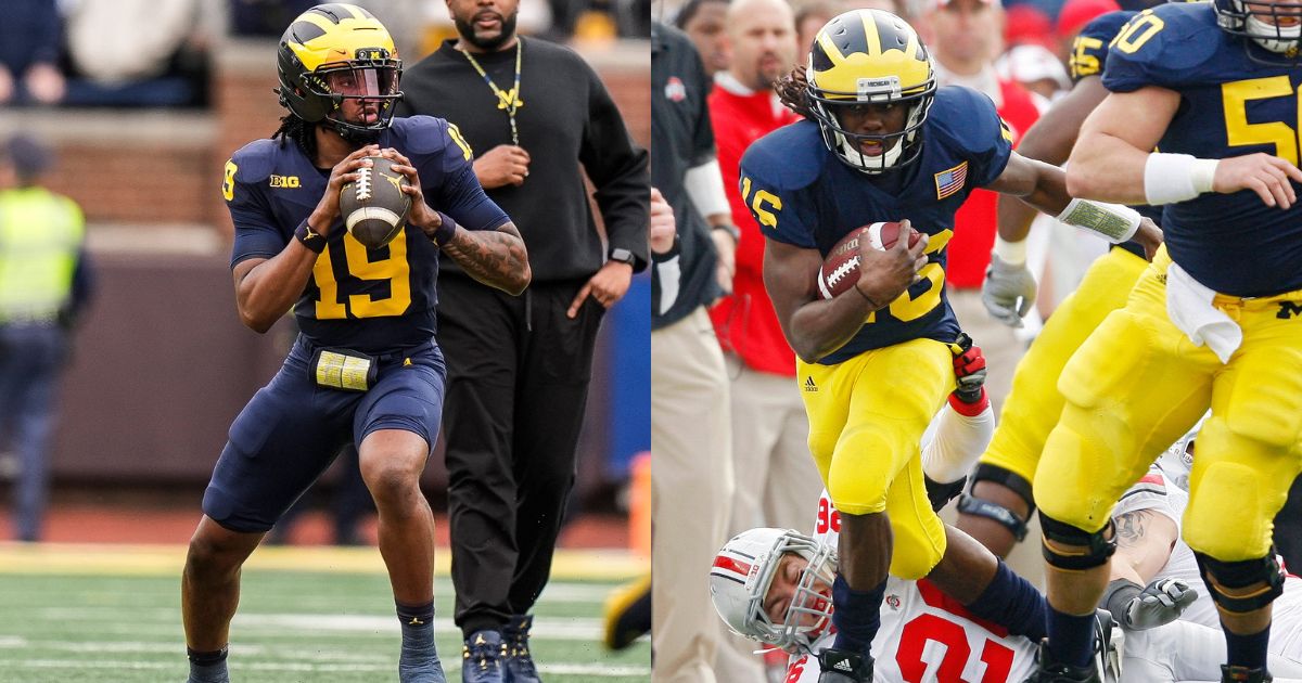 EA Sports College Football 26 features Bryce Underwood, Denard Robinson on cover