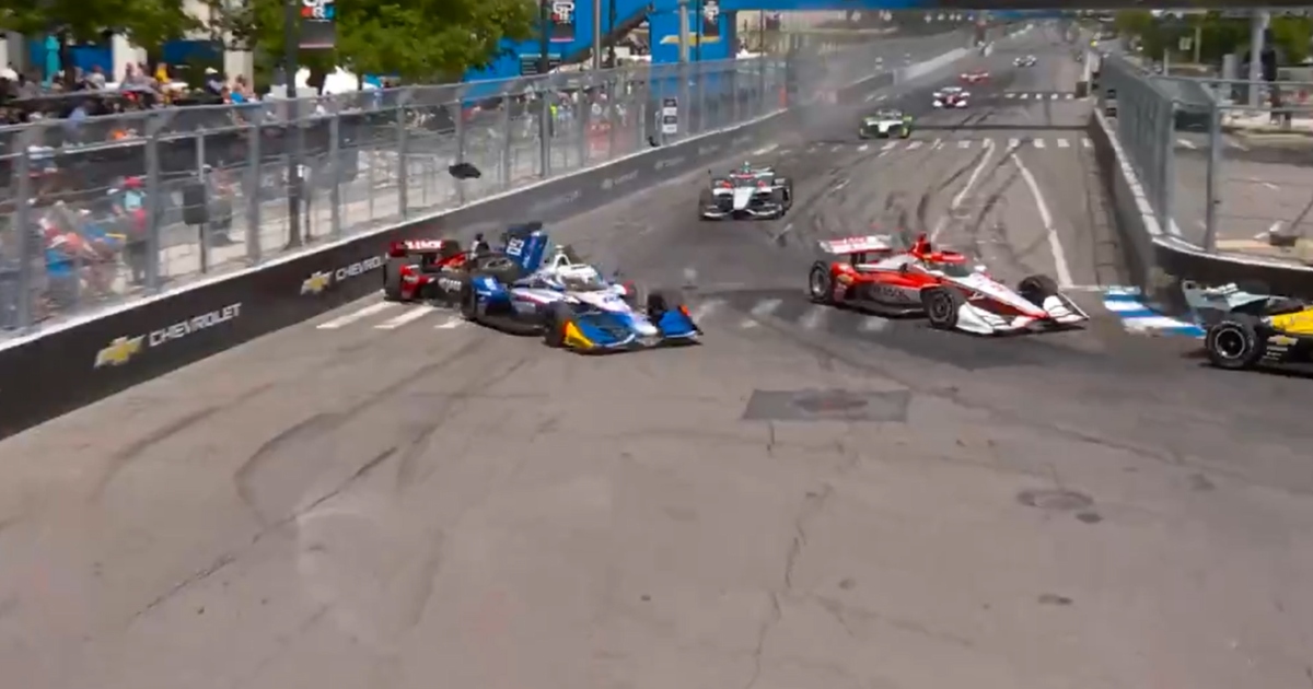 WATCH: Louis Foster slams into Felix Rosenqvist, causes red flag after suspension failure at Detroit Grand Prix