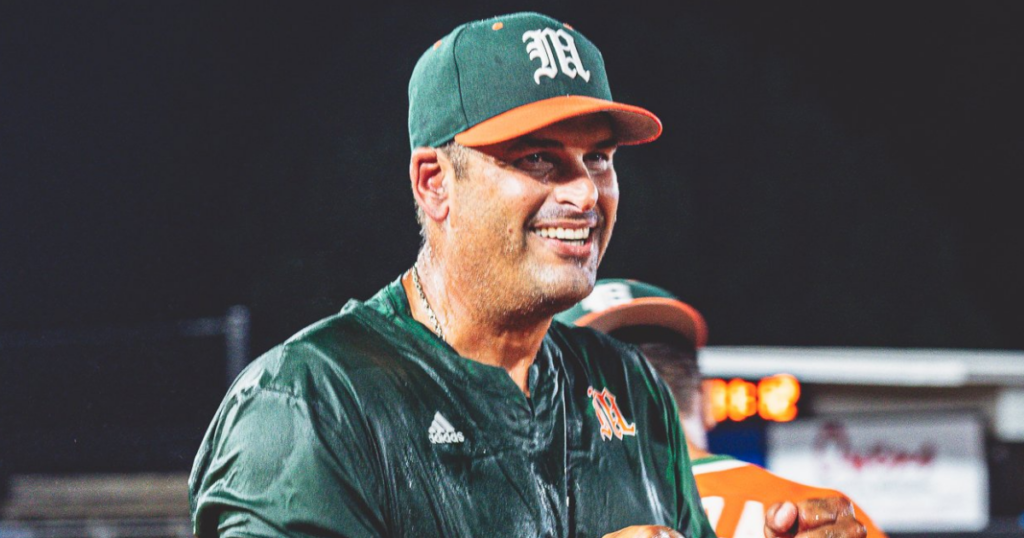 Miami head coach J.D. Arteaga is doused in Gatorade following win.