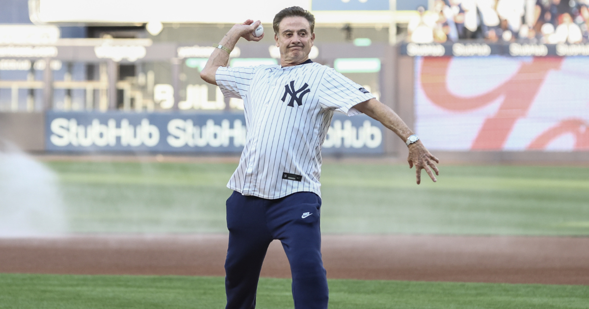 Rick Pitino Throws First Pitch for the Yankees Before Weighing in on Knicks Job
