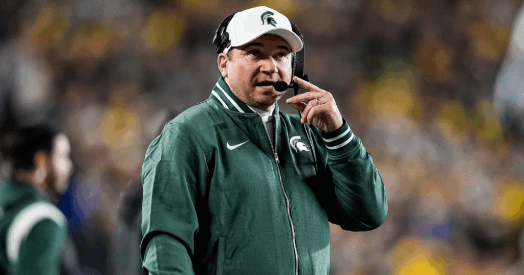 Michigan State head coach Jonathan Smith watches a play against Michigan during the first half at Michigan Stadium in Ann Arbor on Saturday, Oct. 26, 2024. - Junfu Han, USA TODAY Sports