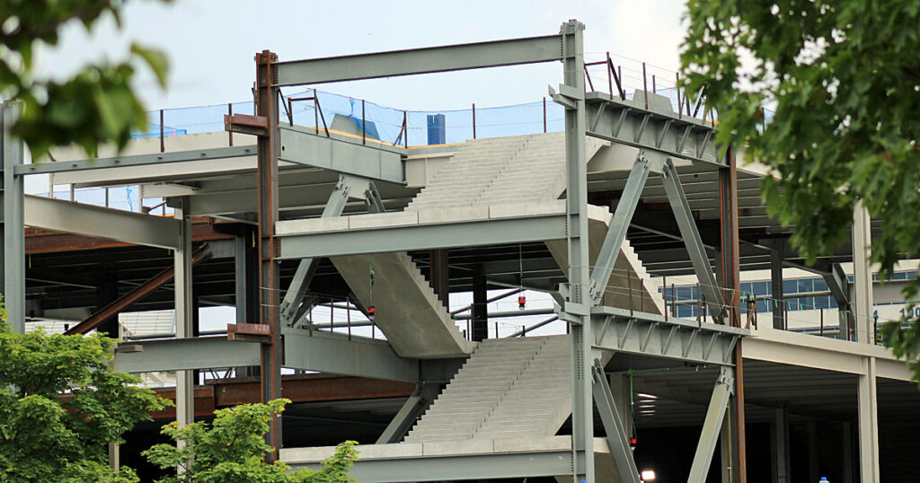 Temporary stairs will take fans to the concourse level at Beaver Stadium. (Pickel/BWI)